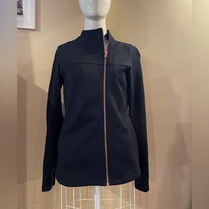 The Base Black Asymmetrical Rose Gold Zipper Jacket Athletic